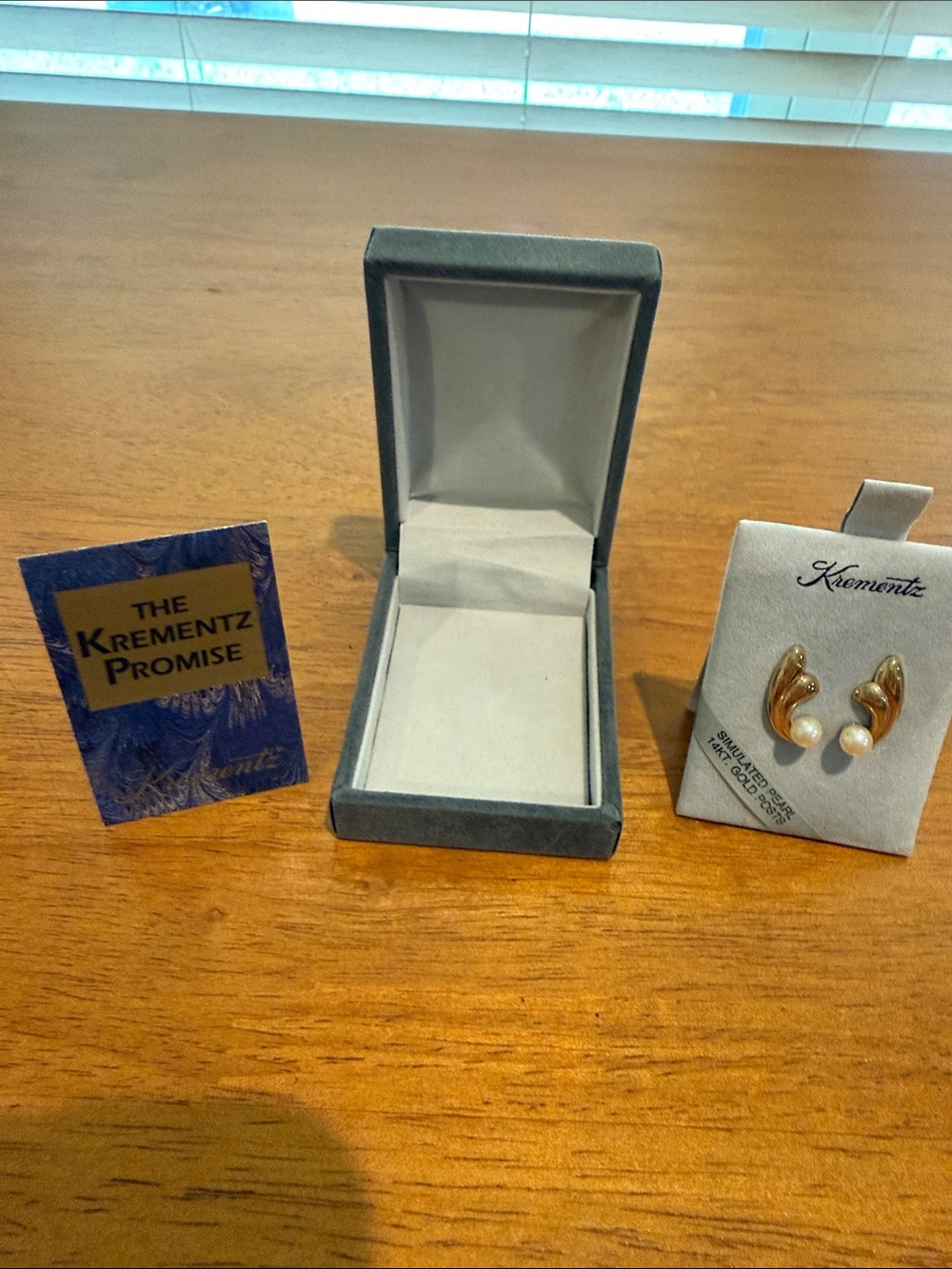 Vintage Krementz Pierced Simulated Pearl Earrings NOS 14K Gold Overlay w/ Box